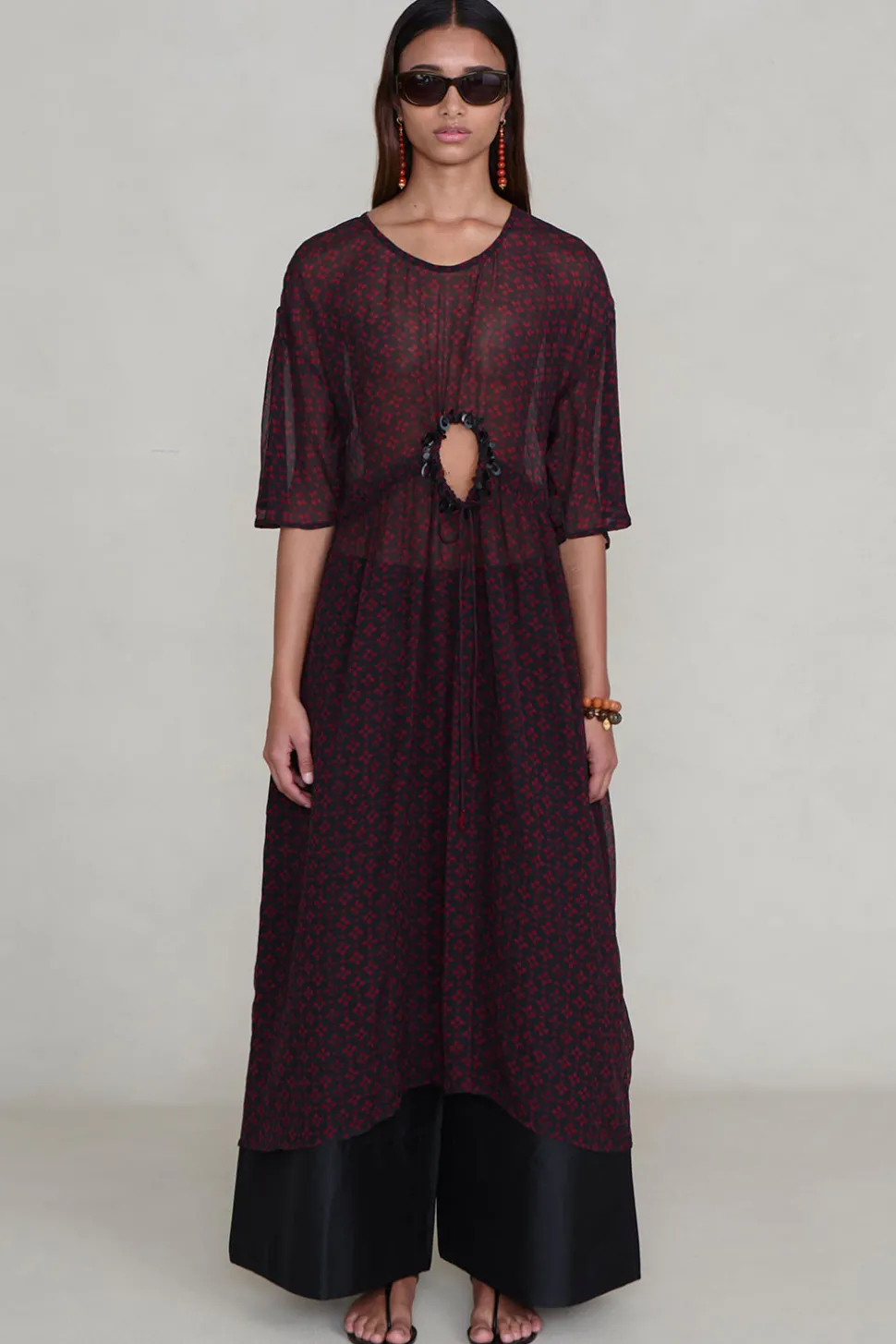 Cutout Sequin Chiffon Tunic Sapphire