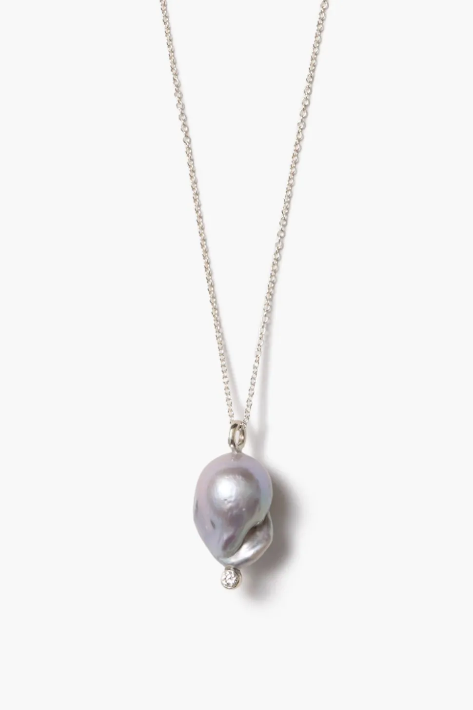 Diamond Baroque Necklace Grey Pearl