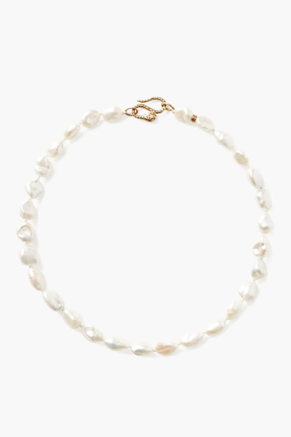 Keshi Pearl Cobra Necklace White