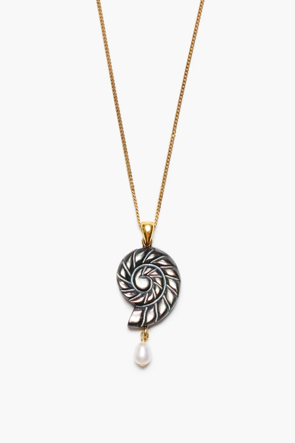 Nautilus Pendant Necklace Black MOP