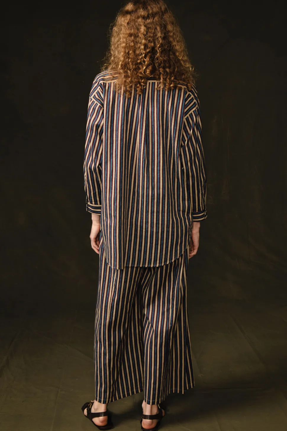 Pinstripe Printed Set Blue