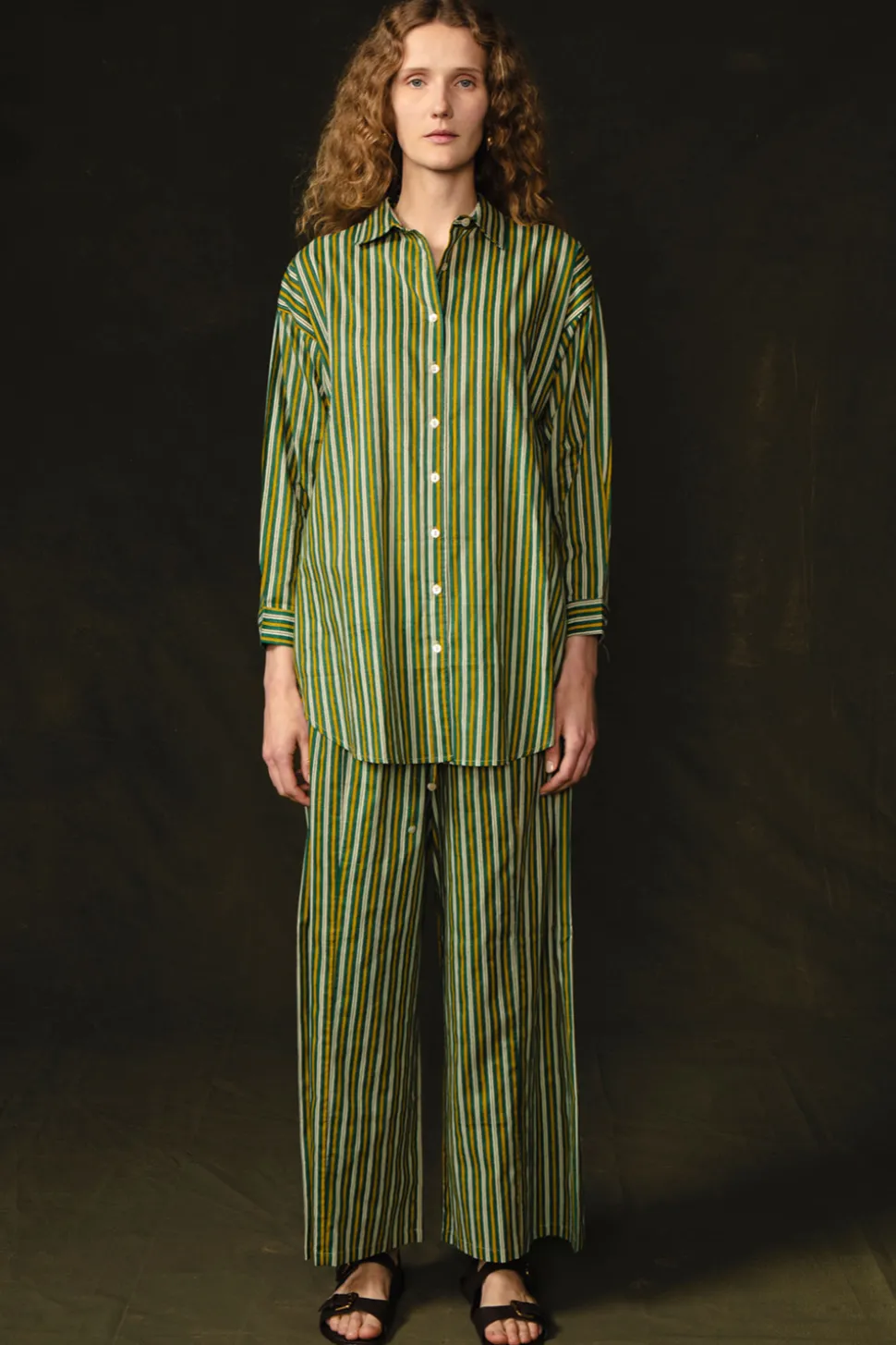 Pinstripe Printed Set Yellow