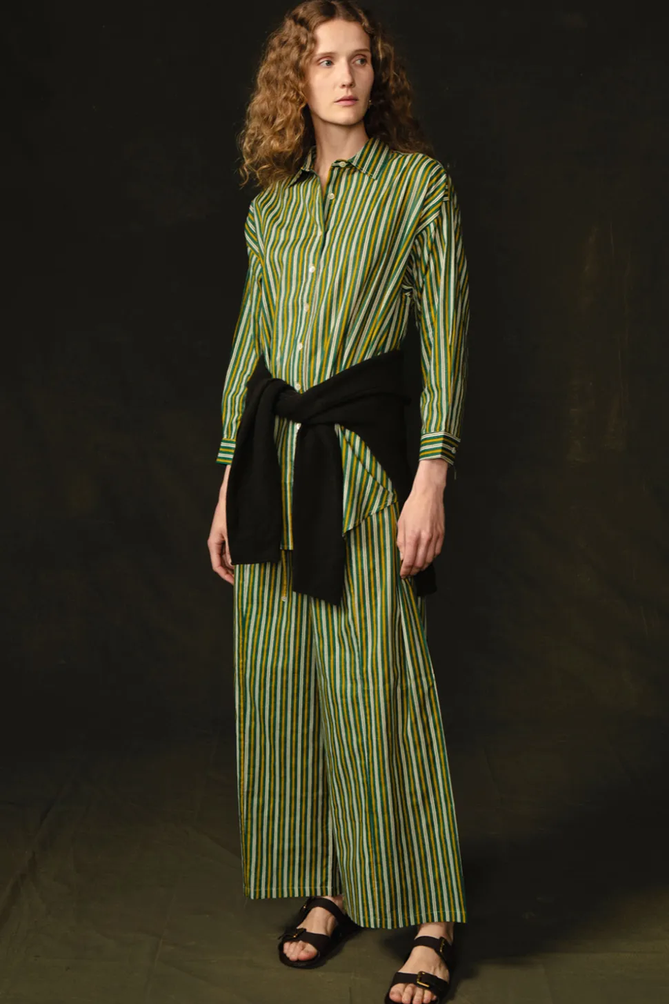 Pinstripe Printed Set Yellow