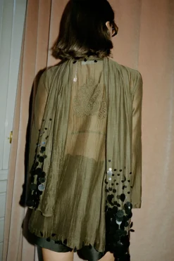 Sequin Cotton Silk Scarf Earth