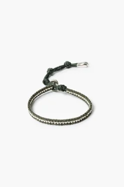 Sterling Silver Single Wrap Bracelet Dark Green